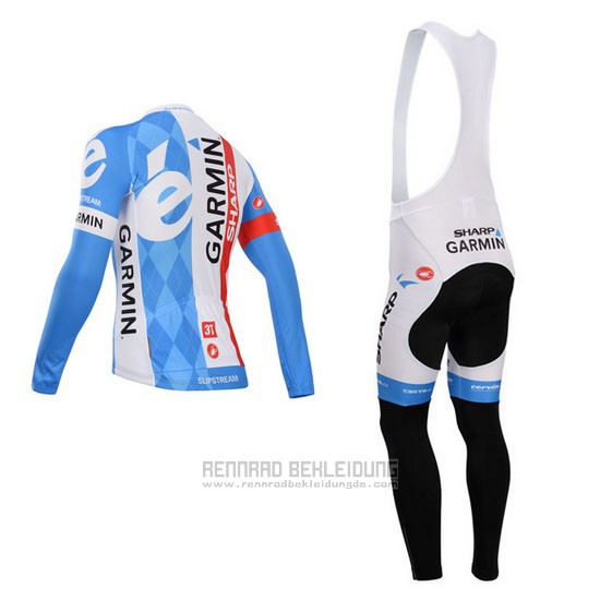 2014 Fahrradbekleidung Garmin Sharp Hellblau und Wei Trikot Langarm und Tragerhose